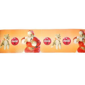 Vtg Coca Cola Christmas Santa Scottie Dog Corrugated Banner Shelf Display 24 Ft